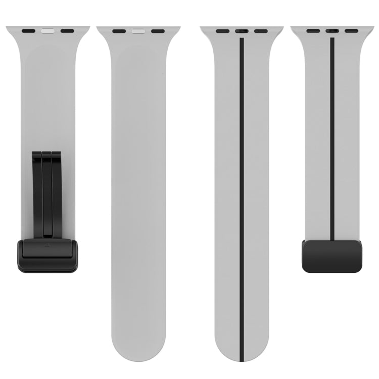 Two Color Folding Buckle Silicone Watch Band For Apple Watch Ultra 49mm(Light Grey+Black) -  by PMC TechLife | Online Shopping South Africa | PMC TechLife