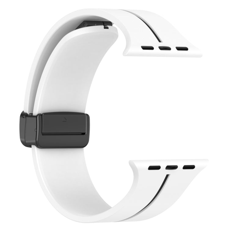 Two Color Folding Buckle Silicone Watch Band For Apple Watch 8 41mm(White+Black) - Watch Bands by PMC Jewellery | Online Shopping South Africa | PMC Jewellery