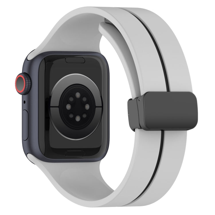 Two Color Folding Buckle Silicone Watch Band For Apple Watch 8 41mm(Light Grey+Black) -  by PMC TechLife | Online Shopping South Africa | PMC TechLife
