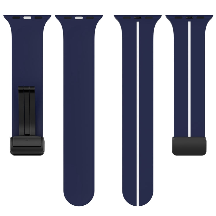 Two Color Folding Buckle Silicone Watch Band For Apple Watch 8 41mm(Midnight Blue+White) -  by PMC TechLife | Online Shopping South Africa | PMC TechLife