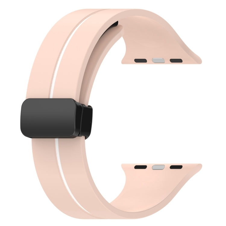 Two Color Folding Buckle Silicone Watch Band For Apple Watch 8 45mm(Pink+White) -  by PMC TechLife | Online Shopping South Africa | PMC TechLife