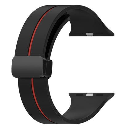 Two Color Folding Buckle Silicone Watch Band For Apple Watch 8 45mm(Black+Red) - Watch Bands by PMC Jewellery | Online Shopping South Africa | PMC Jewellery