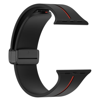 Two Color Folding Buckle Silicone Watch Band For Apple Watch 8 45mm(Black+Red) - Watch Bands by PMC Jewellery | Online Shopping South Africa | PMC Jewellery