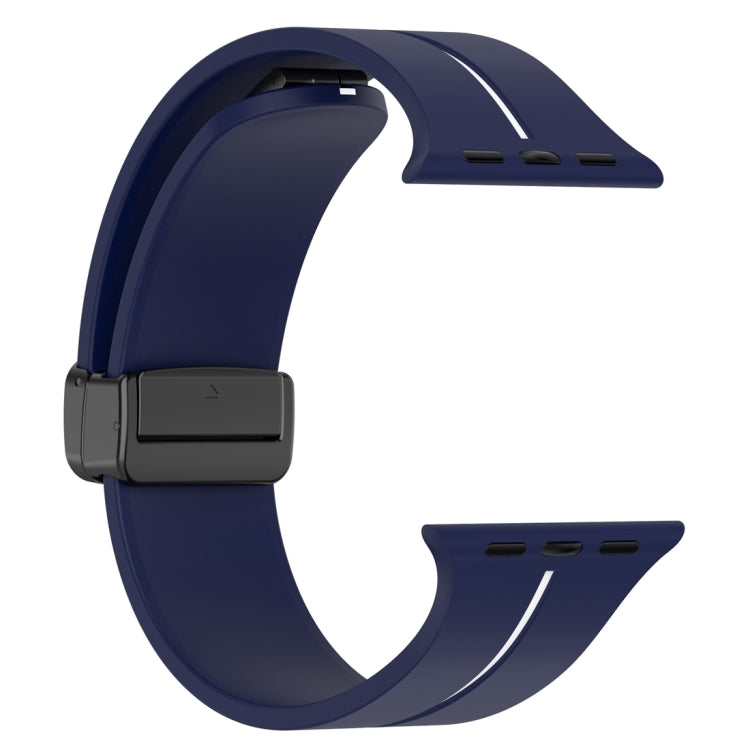 Two Color Folding Buckle Silicone Watch Band For Apple Watch 8 45mm(Midnight Blue+White) -  by PMC TechLife | Online Shopping South Africa | PMC TechLife