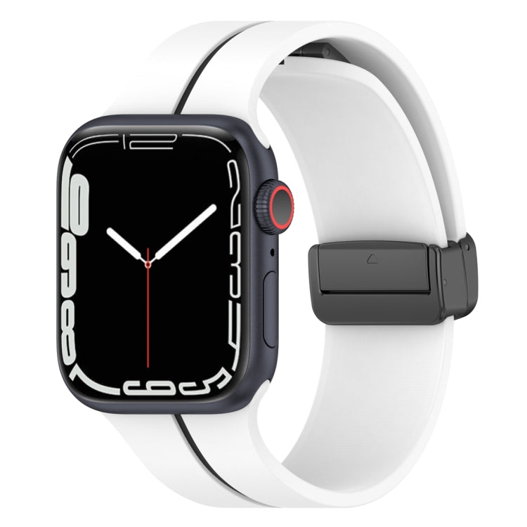 Two Color Folding Buckle Silicone Watch Band For Apple Watch SE 2022 40mm(White+Black) -  by PMC TechLife | Online Shopping South Africa | PMC TechLife