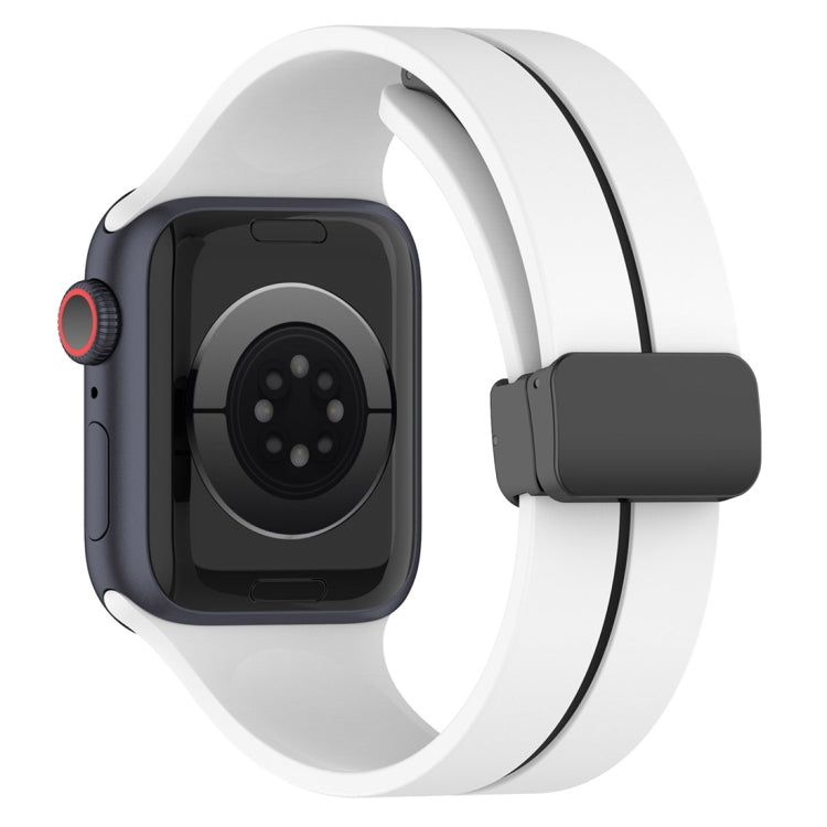 Two Color Folding Buckle Silicone Watch Band For Apple Watch SE 2022 40mm(White+Black) -  by PMC TechLife | Online Shopping South Africa | PMC TechLife