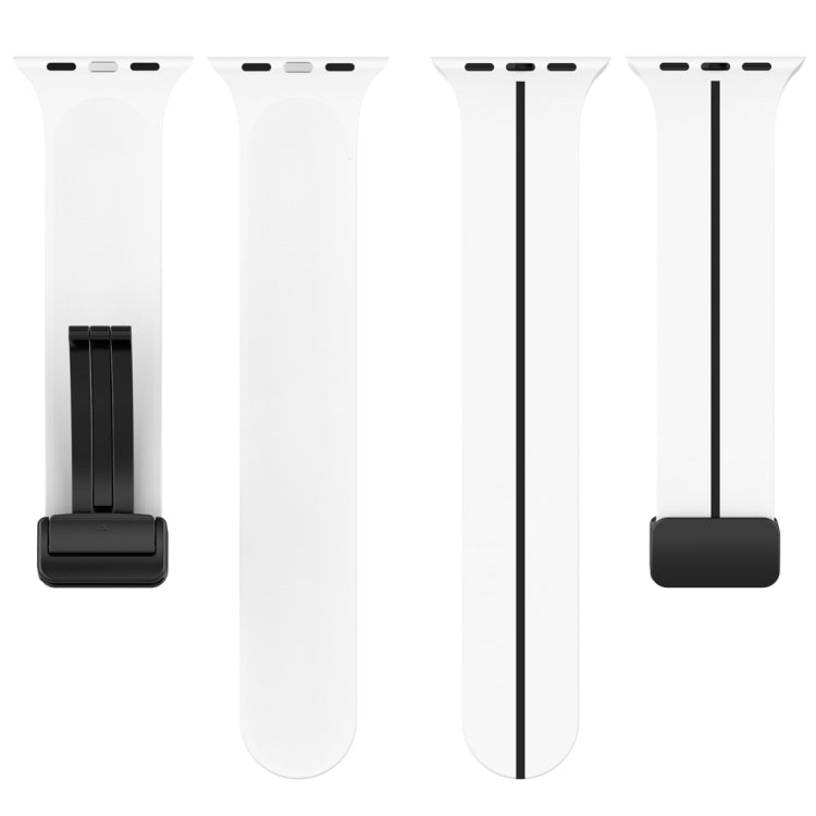 Two Color Folding Buckle Silicone Watch Band For Apple Watch SE 2022 40mm(White+Black) -  by PMC TechLife | Online Shopping South Africa | PMC TechLife