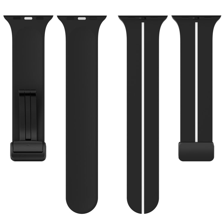 Two Color Folding Buckle Silicone Watch Band For Apple Watch SE 2022 40mm(Black+White) -  by PMC TechLife | Online Shopping South Africa | PMC TechLife