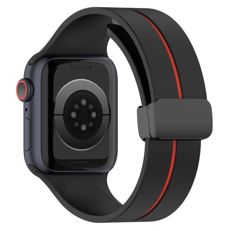 Two Color Folding Buckle Silicone Watch Band For Apple Watch SE 2022 40mm(Black+Red) -  by PMC TechLife | Online Shopping South Africa | PMC TechLife