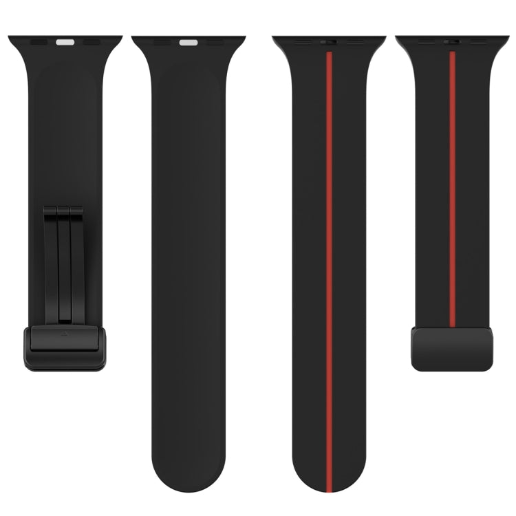 Two Color Folding Buckle Silicone Watch Band For Apple Watch SE 2022 40mm(Black+Red) -  by PMC TechLife | Online Shopping South Africa | PMC TechLife