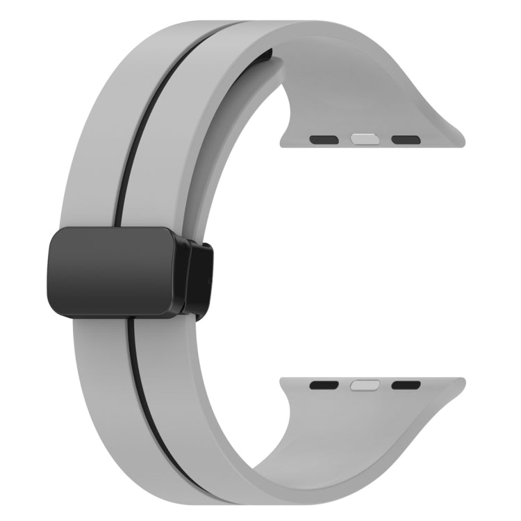 Two Color Folding Buckle Silicone Watch Band For Apple Watch SE 2022 40mm(Light Grey+Black) -  by PMC TechLife | Online Shopping South Africa | PMC TechLife
