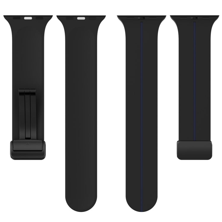 Two Color Folding Buckle Silicone Watch Band For Apple Watch SE 2022 44mm(Black+Blue) -  by PMC TechLife | Online Shopping South Africa | PMC TechLife