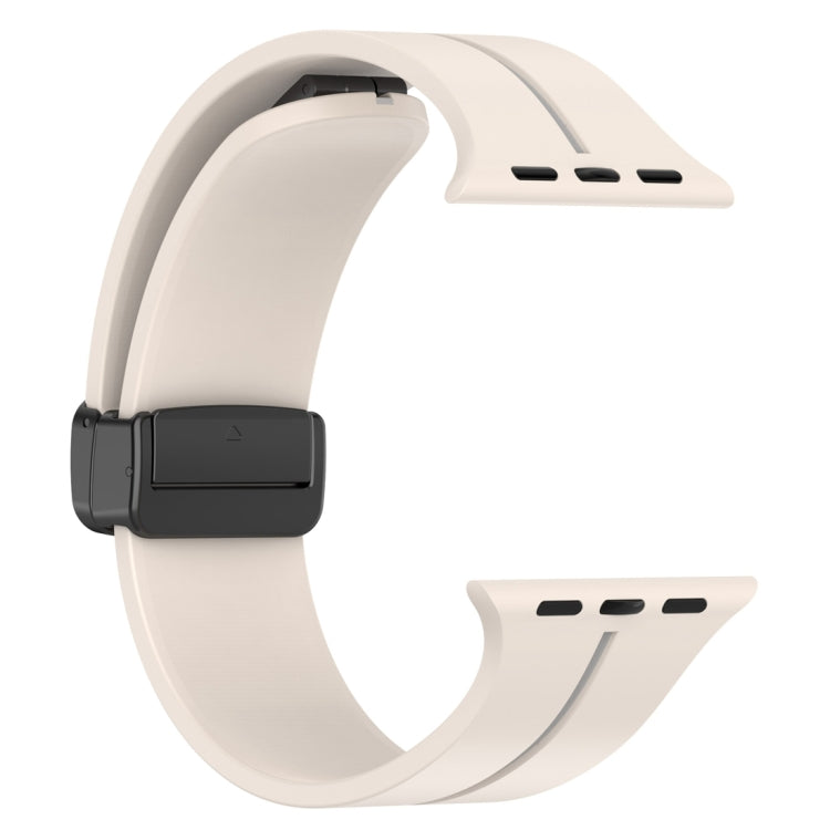 Two Color Folding Buckle Silicone Watch Band For Apple Watch SE 2022 44mm(Starlight+Grey) -  by PMC TechLife | Online Shopping South Africa | PMC TechLife