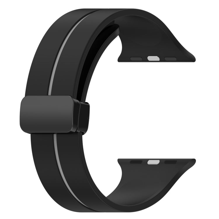 Two Color Folding Buckle Silicone Watch Band For Apple Watch SE 40mm(Black+Grey) -  by PMC TechLife | Online Shopping South Africa | PMC TechLife