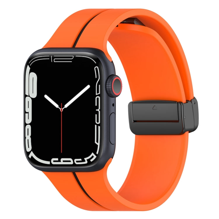 Two Color Folding Buckle Silicone Watch Band For Apple Watch 6 40mm(Orange+Black) -  by PMC TechLife | Online Shopping South Africa | PMC TechLife