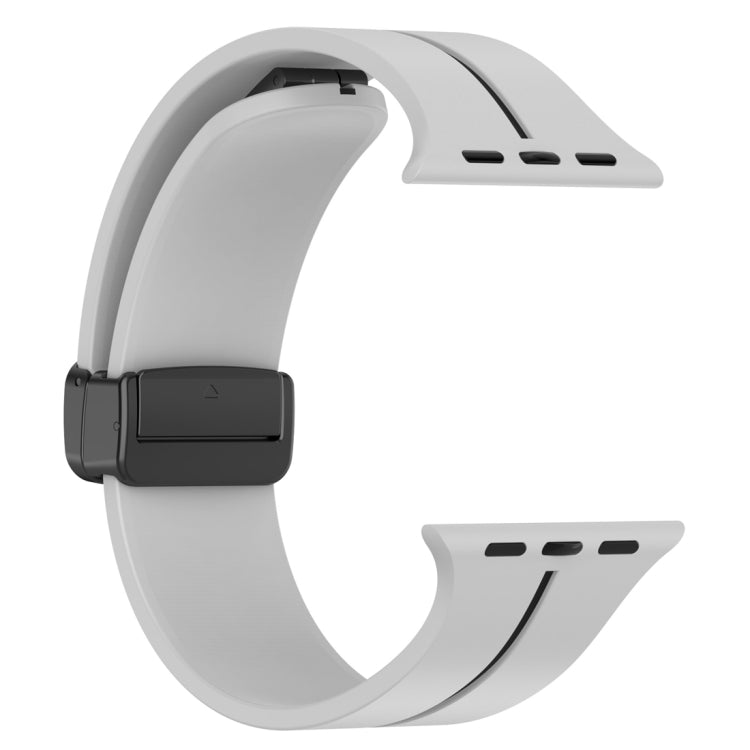 Two Color Folding Buckle Silicone Watch Band For Apple Watch 6 40mm(Light Grey+Black) -  by PMC TechLife | Online Shopping South Africa | PMC TechLife