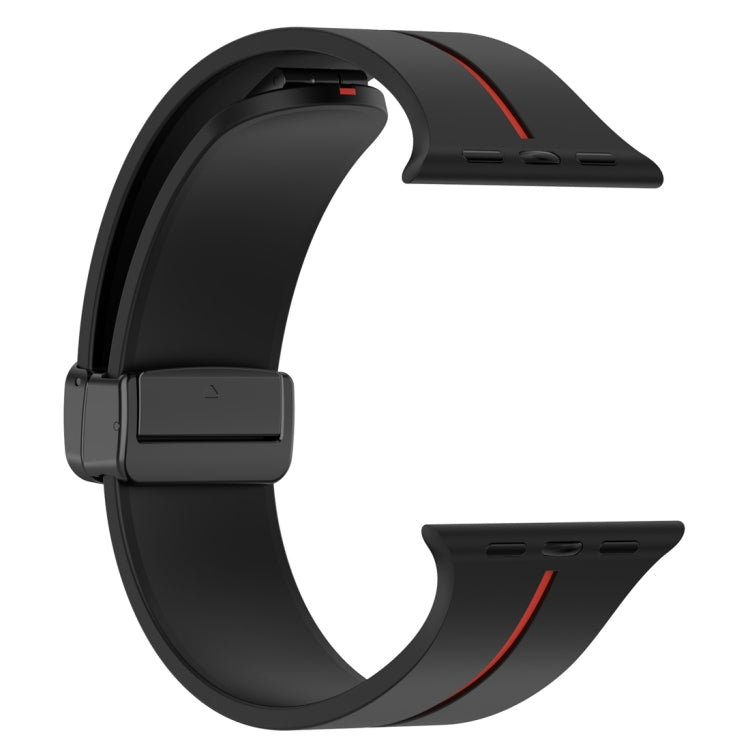 Two Color Folding Buckle Silicone Watch Band For Apple Watch 6 44mm(Black+Red) -  by PMC TechLife | Online Shopping South Africa | PMC TechLife