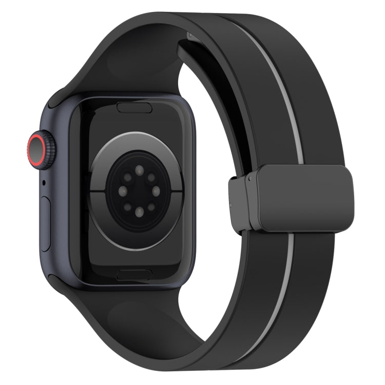 Two Color Folding Buckle Silicone Watch Band For Apple Watch 6 44mm(Black+Grey) -  by PMC TechLife | Online Shopping South Africa | PMC TechLife