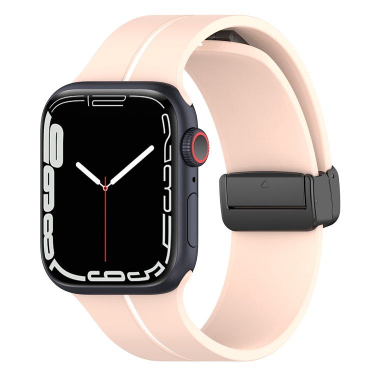 Two Color Folding Buckle Silicone Watch Band For Apple Watch 5 44mm(Pink+White) -  by PMC Jewellery | Online Shopping South Africa | PMC Jewellery