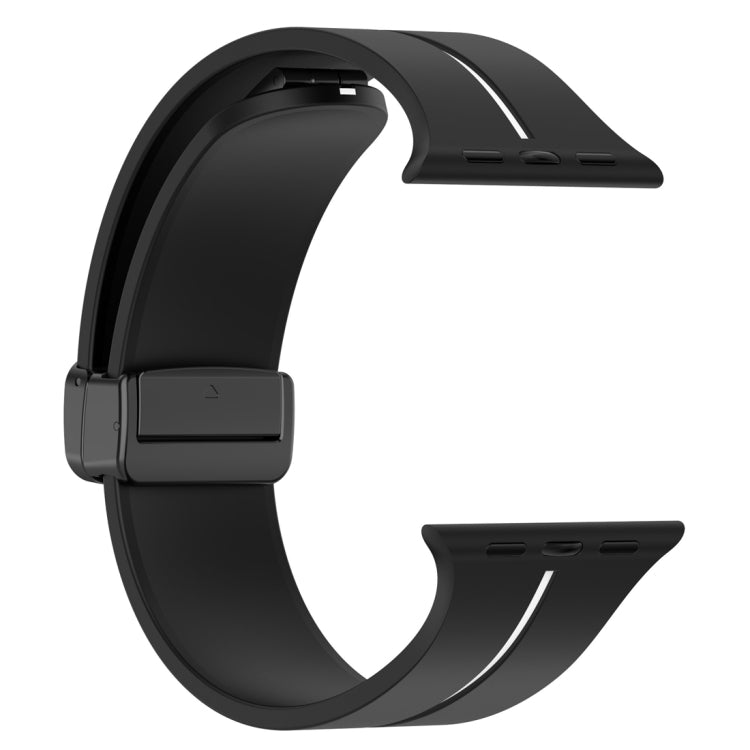 Two Color Folding Buckle Silicone Watch Band For Apple Watch 5 44mm(Black+White) - Watch Bands by PMC Jewellery | Online Shopping South Africa | PMC Jewellery