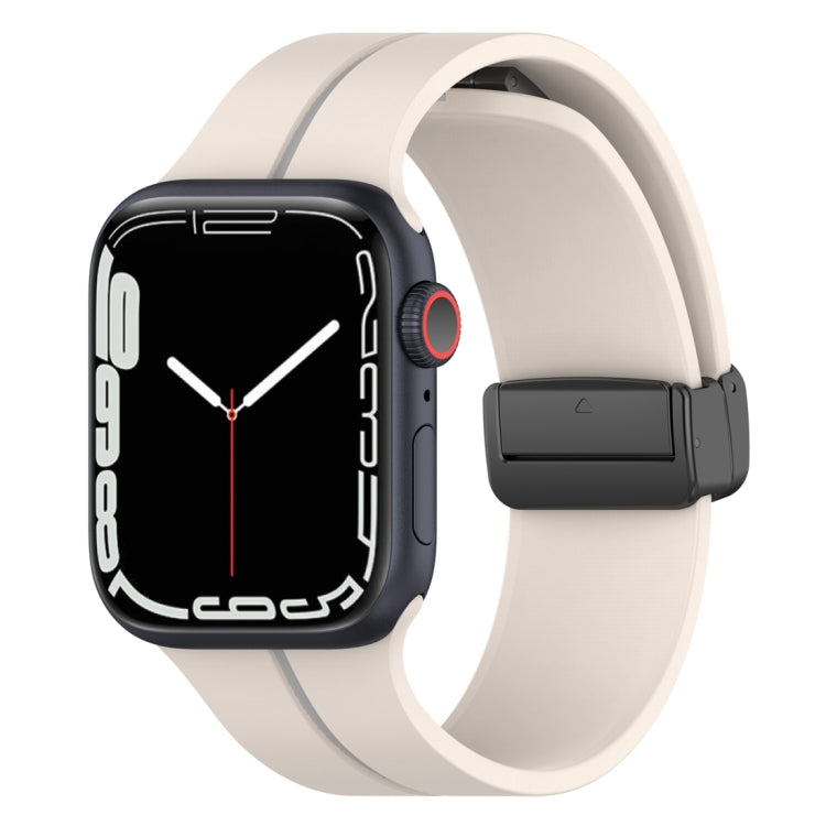 Two Color Folding Buckle Silicone Watch Band For Apple Watch 5 44mm(Starlight+Grey) -  by PMC TechLife | Online Shopping South Africa | PMC TechLife
