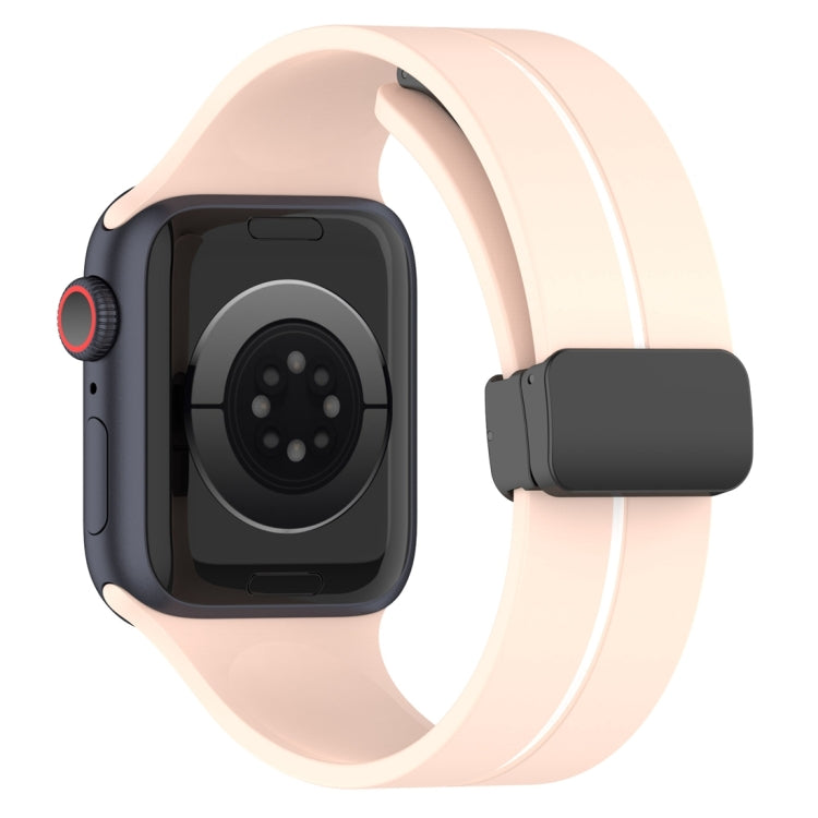 Two Color Folding Buckle Silicone Watch Band For Apple Watch 3 38mm(Pink+White) -  by PMC TechLife | Online Shopping South Africa | PMC TechLife