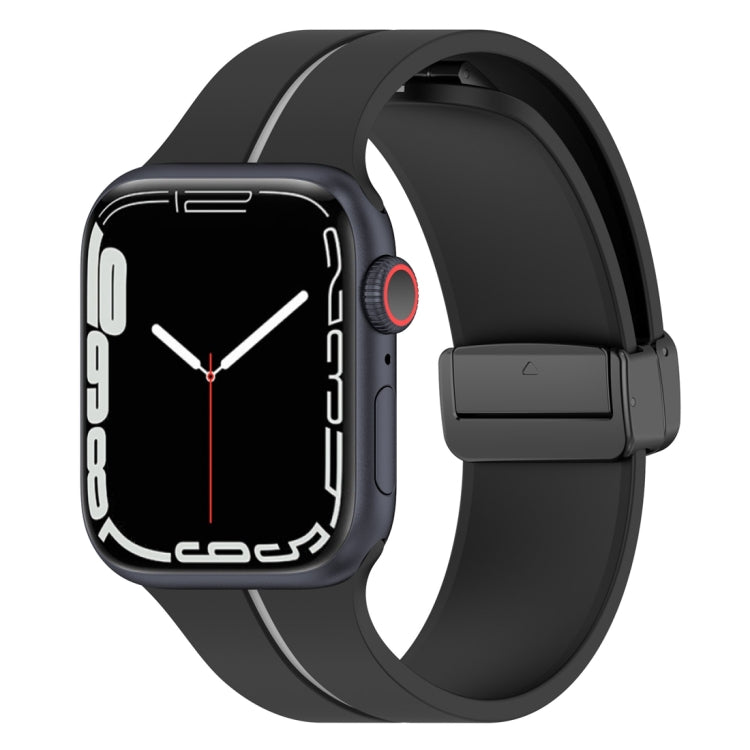 Two Color Folding Buckle Silicone Watch Band For Apple Watch 3 42mm(Black+Grey) -  by PMC TechLife | Online Shopping South Africa | PMC TechLife