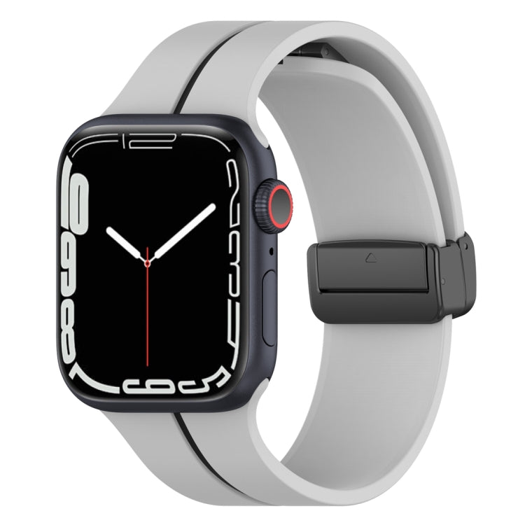 Two Color Folding Buckle Silicone Watch Band For Apple Watch 2 42 mm(Light Grey+Black) -  by PMC TechLife | Online Shopping South Africa | PMC TechLife