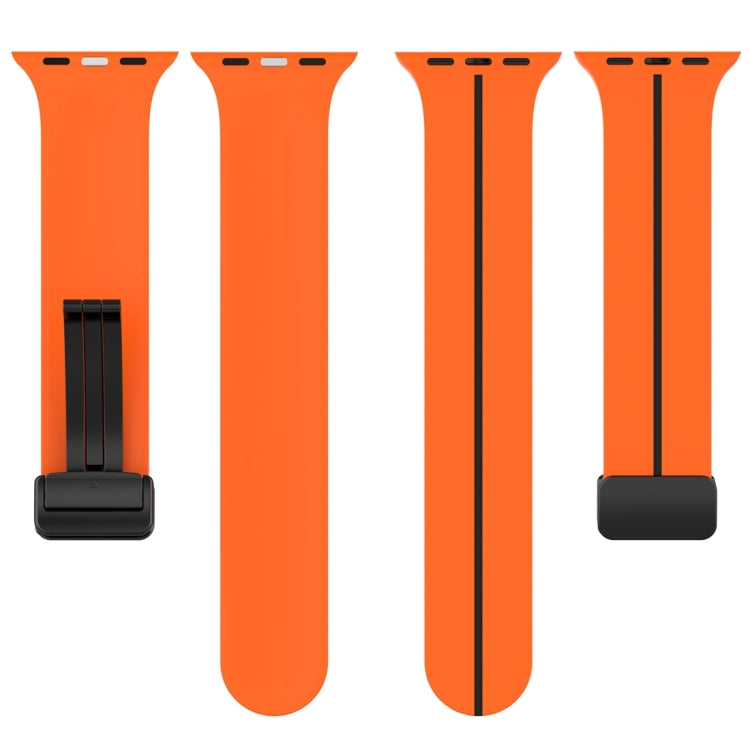 Two Color Folding Buckle Silicone Watch Band For Apple Watch 42mm(Orange+Black) -  by PMC TechLife | Online Shopping South Africa | PMC TechLife