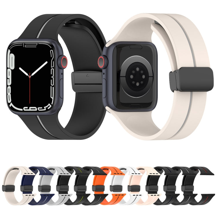 Two Color Folding Buckle Silicone Watch Band For Apple Watch 8 41mm(Light Grey+Black) -  by PMC TechLife | Online Shopping South Africa | PMC TechLife
