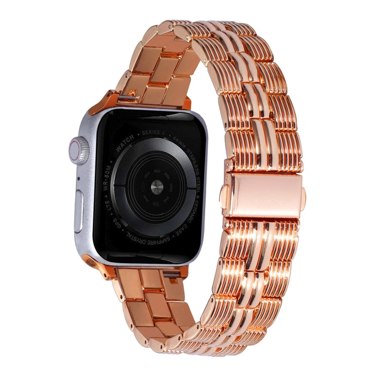 3-Beads Stripe Metal Watch Band For Apple Watch 8 41mm(Rose Gold) -  by PMC Jewellery | Online Shopping South Africa | PMC Jewellery