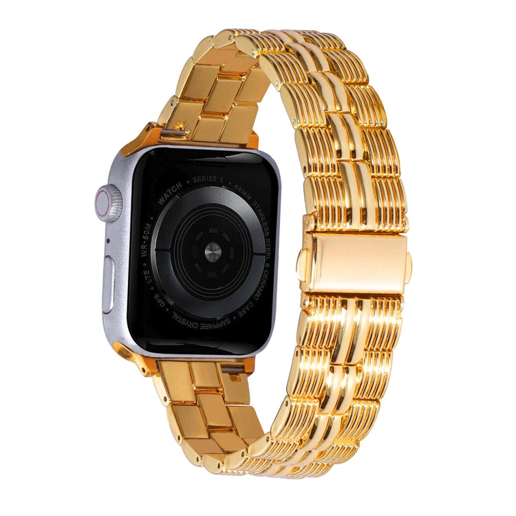 3-Beads Stripe Metal Watch Band For Apple Watch 8 45mm(Gold) -  by PMC Jewellery | Online Shopping South Africa | PMC Jewellery