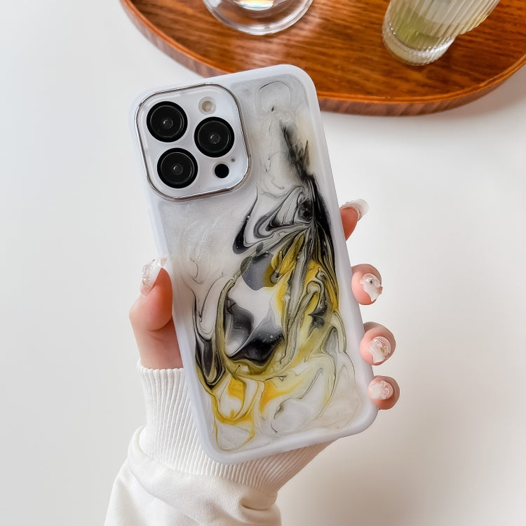 For iPhone 14 Pro Max Oil Painting Electroplating TPU Phone Case(White) - iPhone 14 Pro Max Cases by PMC Jewellery | Online Shopping South Africa | PMC Jewellery