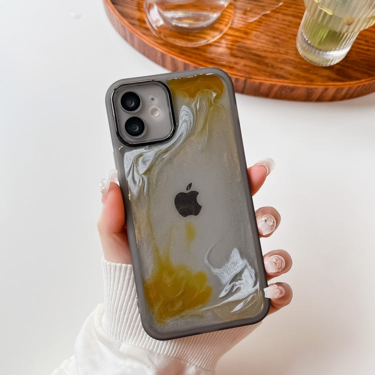 For iPhone 12 Oil Painting Electroplating TPU Phone Case(Grey) - iPhone 12 / 12 Pro Cases by PMC Jewellery | Online Shopping South Africa | PMC Jewellery