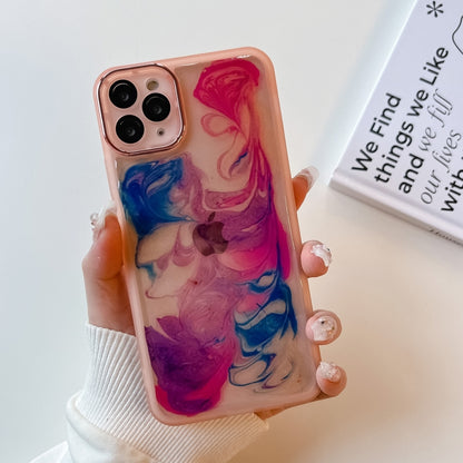 For iPhone 11 Pro Max Oil Painting Electroplating TPU Phone Case(Pink) - iPhone 11 Pro Max Cases by PMC Jewellery | Online Shopping South Africa | PMC Jewellery