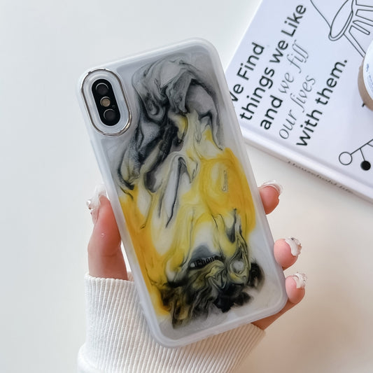 For iPhone X / XS Oil Painting Electroplating TPU Phone Case(White) - More iPhone Cases by PMC Jewellery | Online Shopping South Africa | PMC Jewellery