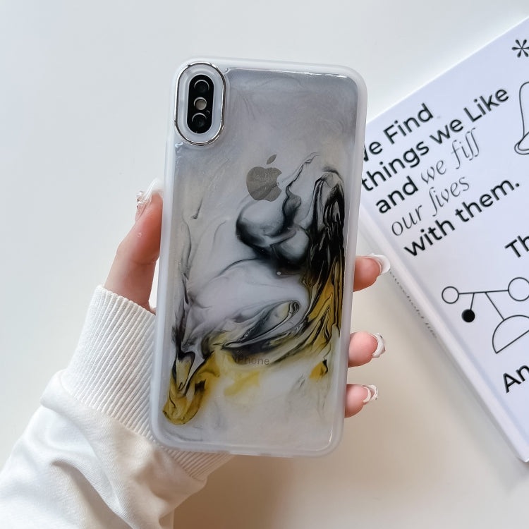 For iPhone XS Max Oil Painting Electroplating TPU Phone Case(White) - More iPhone Cases by PMC Jewellery | Online Shopping South Africa | PMC Jewellery