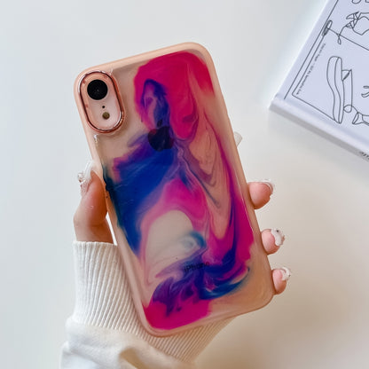 For iPhone XR Oil Painting Electroplating TPU Phone Case(Pink) - More iPhone Cases by PMC Jewellery | Online Shopping South Africa | PMC Jewellery