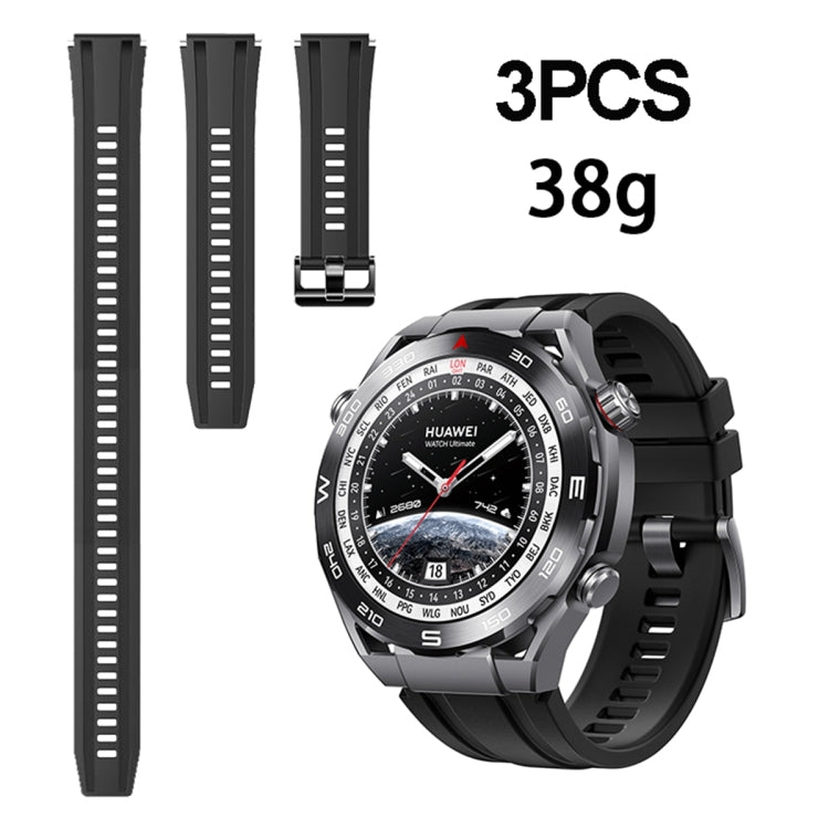 3pcs Longer Style For Huawei Watch Ultimate Silicone Replacement Watch Band(Black) -  by PMC Jewellery | Online Shopping South Africa | PMC Jewellery