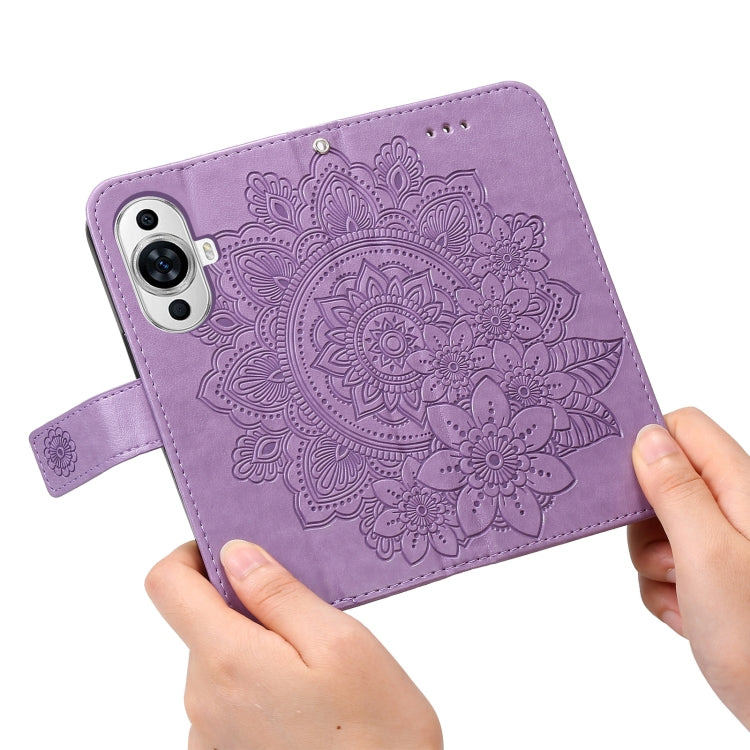 For Huawei nova 11 7-petal Flowers Embossing Leather Phone Case(Light Purple) - Huawei Cases by PMC Jewellery | Online Shopping South Africa | PMC Jewellery