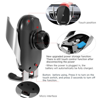 Yesido C78 Car Automatic Clamping 15W Qi Wireless Charger Phone Holder(Black) - Wireless Charger Holders by Yesido | Online Shopping South Africa | PMC Jewellery