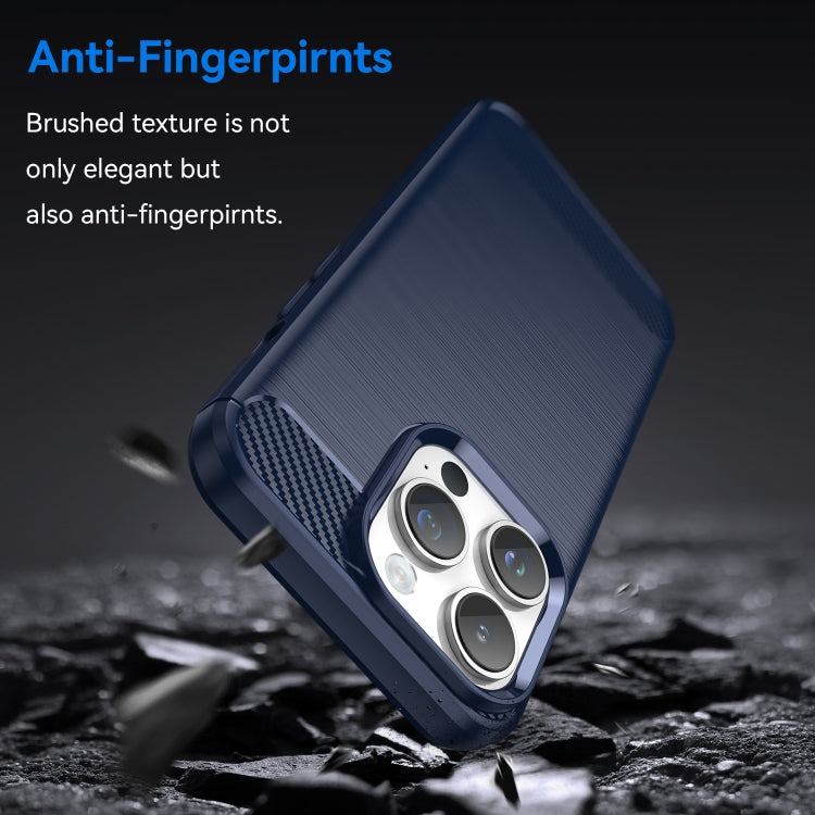 For iPhone 15 Pro Max Brushed Texture Carbon Fiber TPU Phone Case(Blue) - free shipping - PMC TechLife - Order now!