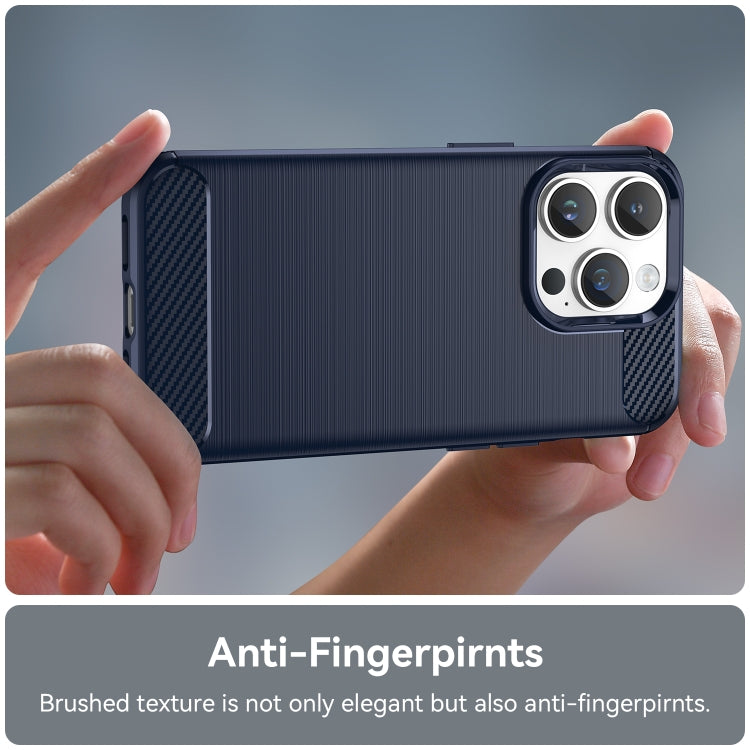 For iPhone 15 Pro Max Brushed Texture Carbon Fiber TPU Phone Case(Blue) - free shipping - PMC TechLife - Order now!
