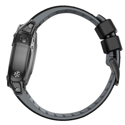 For Garmin Fenix 7 22mm Trapezoidal Quick Release Silicone Watch Band(Black Grey) -  by PMC Jewellery | Online Shopping South Africa | PMC Jewellery