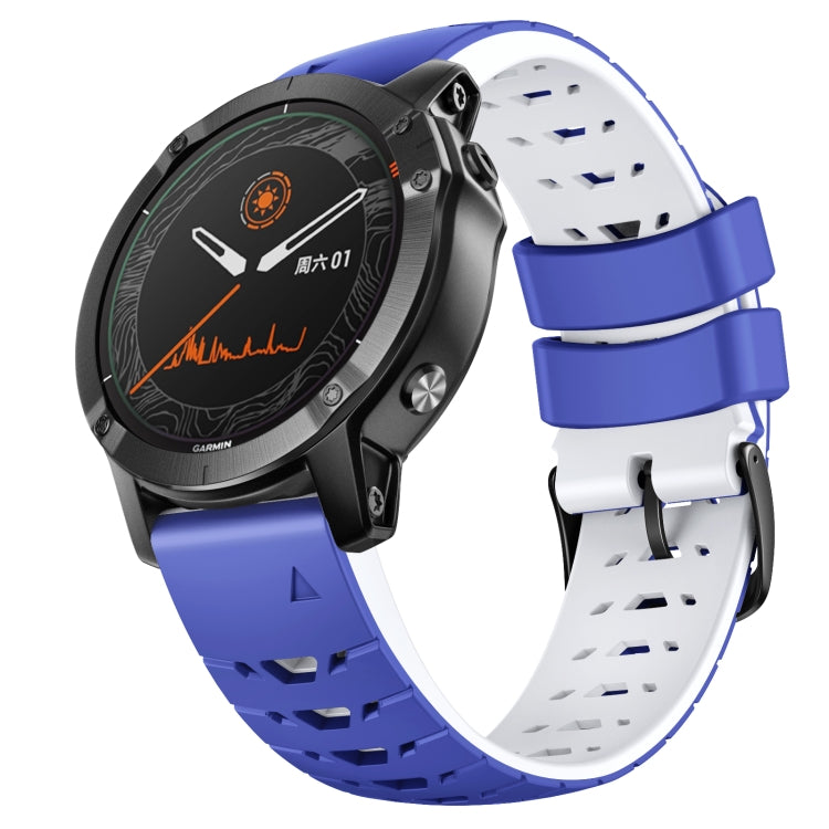 For Garmin Fenix 7 22mm Trapezoidal Quick Release Silicone Watch Band(Dark Blue White) -  by PMC Jewellery | Online Shopping South Africa | PMC Jewellery