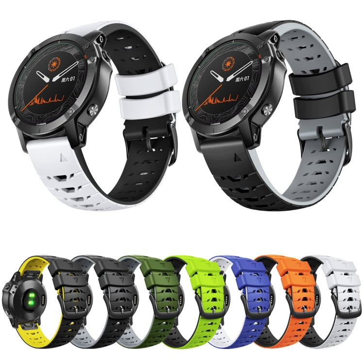 For Garmin Fenix 7 22mm Trapezoidal Quick Release Silicone Watch Band(Black Grey) -  by PMC Jewellery | Online Shopping South Africa | PMC Jewellery