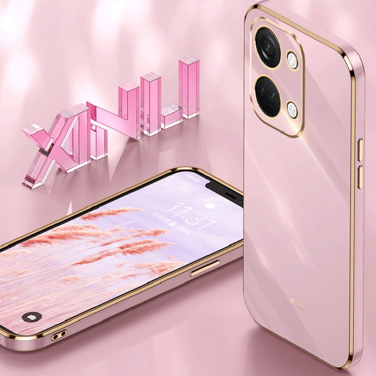 For OnePlus Ace 2V XINLI Straight Edge 6D Electroplate TPU Phone Case(Pink) - OnePlus Cases by XINLI | Online Shopping South Africa | PMC Jewellery