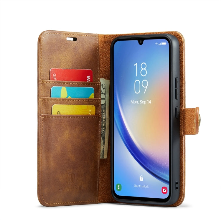 For Samsung Galaxy A34 5G DG.MING Crazy Horse Texture Detachable Magnetic Leather Case(Brown) - free shipping - PMC TechLife - Order now!