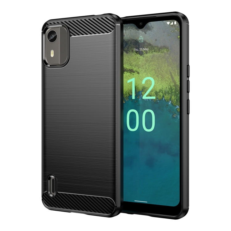 For Nokia C12 Brushed Texture Carbon Fiber TPU Phone Case(Black) - Nokia Cases by PMC Jewellery | Online Shopping South Africa | PMC Jewellery