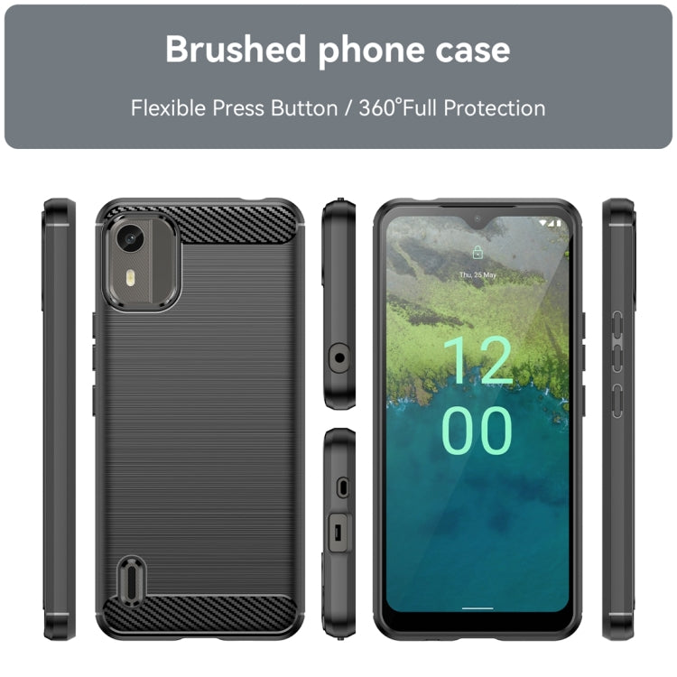 For Nokia C12 Brushed Texture Carbon Fiber TPU Phone Case(Black) - Nokia Cases by PMC Jewellery | Online Shopping South Africa | PMC Jewellery